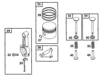 Piston Grp Diagram and Parts List for 90102-0016-01  Briggs and Stratton Engine
